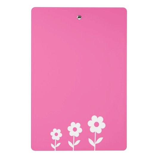 Roze met witte bloemen, Gepersonaliseerd Mini Klembord (Achterkant)