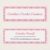 Roze met witte haakjes Visitekaartje van het loopv (Voorkant /achterkant)