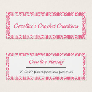 Roze met witte haakjes Visitekaartje van het loopv