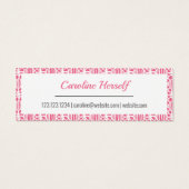 Roze met witte haakjes Visitekaartje van het loopv (Achterkant)