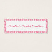 Roze met witte haakjes Visitekaartje van het loopv (Voorkant)