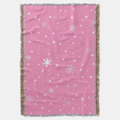 Roze met witte polkadots en sneeuwvlokken deken (Voorkant Verticaal)