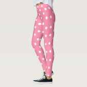 Roze met witte pooldots leggings (Links)