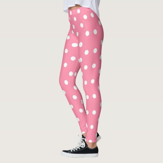 Roze met witte pooldots leggings (Links)