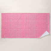 Roze met witte pooldots strandlaken (Voorkant)
