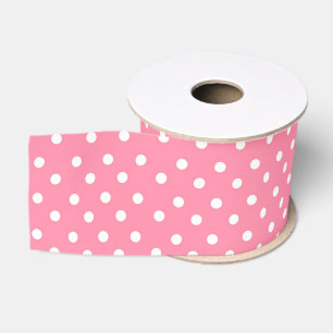 Roze met witte Stippen Grosgrain Lint