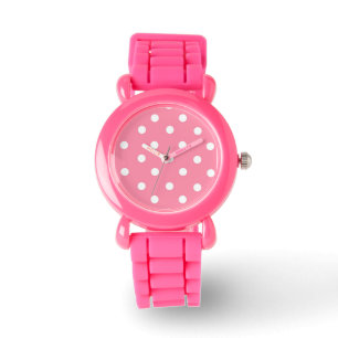Roze met witte stippen horloge