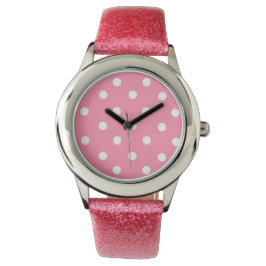 Roze met witte stippen horloge