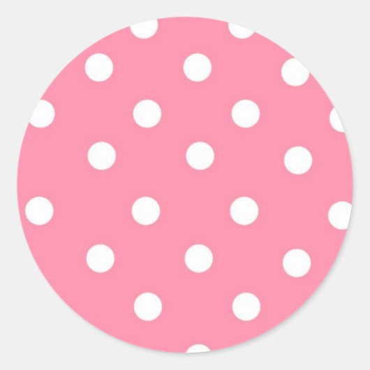 Roze met witte Stippen Ronde Sticker (Voorkant)