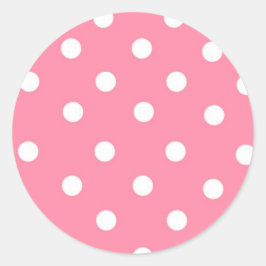 Roze met witte Stippen Ronde Sticker