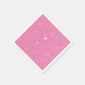 Roze met Witte Stippen & Sneeuwvlokken Vakantie se Servet (Hoek)