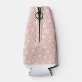 ROZE MET WITTE VAKANTIE SNEEUWVLOKKEN FLESJESKOELER (Achterkant)