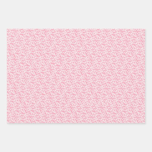 Roze met Witte Wrap van de Wijnstok Inpakpapier Vel (Voorkant)