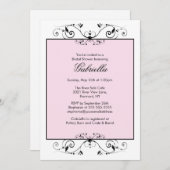 Roze met Zwart Scroll Vrijgezellenfeest Uitnodige Kaart (Voorkant / Achterkant)