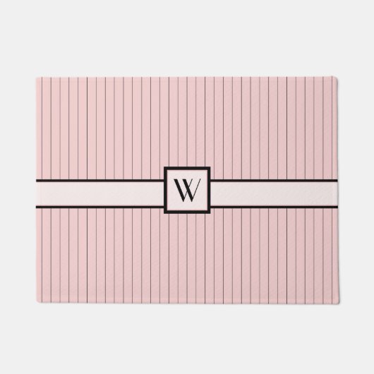 Roze met zwarte pinstripes Deurmat (Voorkant)