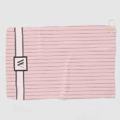 Roze met zwarte Pinstripes Golfhanddoek (Horizontaal)