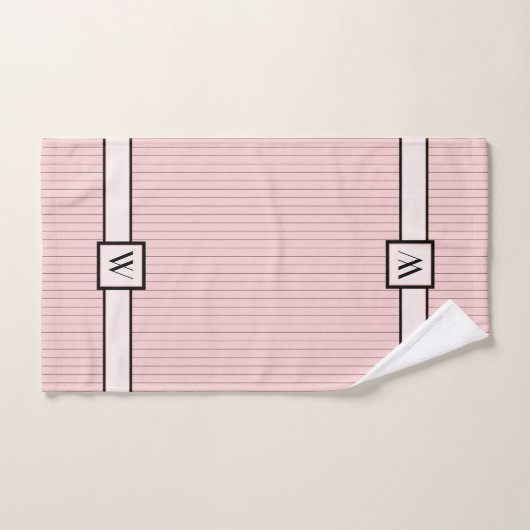 Roze met Zwarte Pinstripes Handdoek Set (Handdoek)