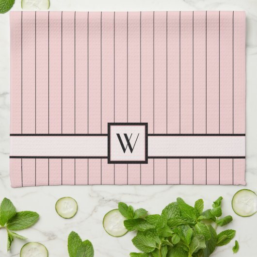 Roze met zwarte Pinstripes Kitchen Towel Theedoek (Gevouwen)