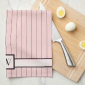 Roze met zwarte Pinstripes Kitchen Towel Theedoek (Quarter Fold)