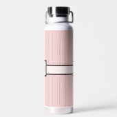 Roze met zwarte pinstripes waterfles (Achterkant)