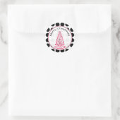 Roze met zwarte Polka Dots Christmas Tree Sticker (Tas)