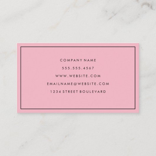 Roze met zwarte rand minimalistisch visitekaartje (Achterkant)