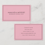 Roze met zwarte rand minimalistisch visitekaartje (Voorkant / Achterkant)