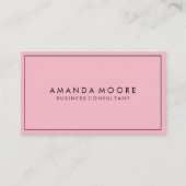 Roze met zwarte rand minimalistisch visitekaartje (Voorkant)