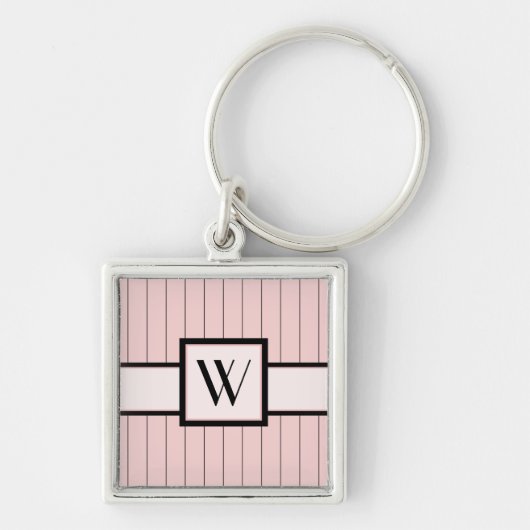 Roze met zwarte Sleutelhanger Pinstripes (Voorkant)
