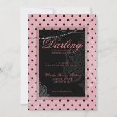 Roze met zwarte stippen ontbijt brunch kaart (Voorkant)