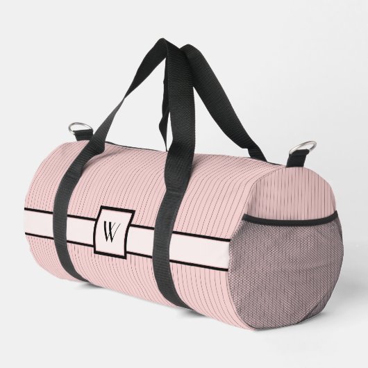 Roze met zwarte strepen plunjezak (Rechterhoek)