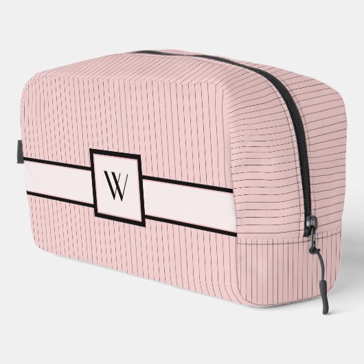 Roze met zwarte strepen toilettasje (Rechterhoek)