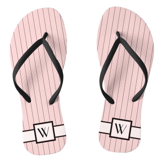 Roze met zwarte Teenslippers (Voetbed)