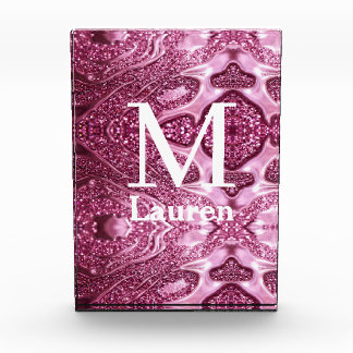 roze metalen abstract glanzend monogram naam meisj fotoblokken