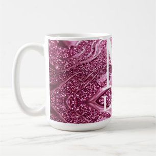 roze metalen abstract glanzend monogram naam meisj koffiemok
