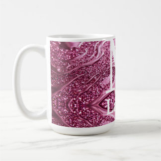 roze metalen abstract glanzend monogram naam meisj koffiemok