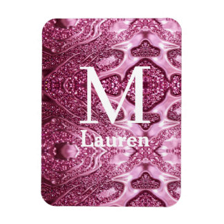 roze metalen abstract glanzend monogram naam meisj magneet