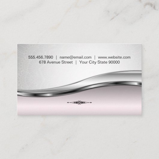 Roze metalen achtergrond | Mandala Pattern Visitekaartje (Achterkant)