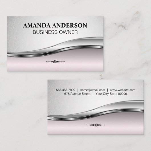 Roze metalen achtergrond | Mandala Pattern Visitekaartje (Voorkant / Achterkant)