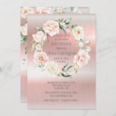 Roze metalen Baby shower Brunch Kaart (Voorkant / Achterkant)