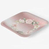 Roze metalen Baby shower voor Blush Waterverf Papieren Bordje (Gebogen)