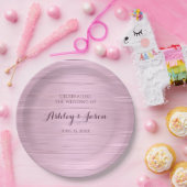 Roze metalen bruiloft papieren bord (Feest)