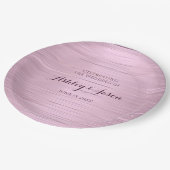 Roze metalen bruiloft papieren bord (Gekanteld)
