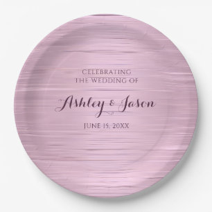 Roze metalen bruiloft papieren bord
