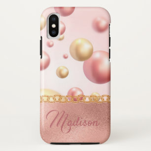 Roze metalen bubbels Meisje Peach Gold Case-Mate iPhone Case
