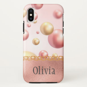 Roze metalen bubbels Meisje Perzly Gold Hoesje