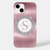 Roze metalen diamanten monogram extra luxueus Case-Mate iPhone case (Achterkant)