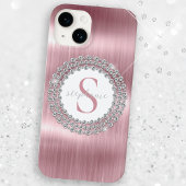 Roze metalen diamanten monogram extra luxueus Case-Mate iPhone case