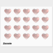 Roze metalen elegante glitterbladeren hart sticker (Vel)