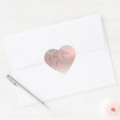 Roze metalen elegante glitterbladeren hart sticker (Envelop)